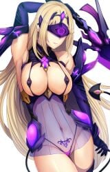 1girls armpits arms_up bare_shoulders blonde_hair brainwashing breasts cleavage core_crystal corruption daiaru dress elbow_gloves female female_only femsub gloves helmet highres holding_weapon hypnosis large_breasts long_hair midriff mythra navel nintendo panties pubic_tattoo purple_dress purple_gloves revealing_clothes shoulder_pads submissive submissive_female tail thick_thighs thighhighs thighs translucent_clothing transparent_clothing very_long_hair visor weapon xenoblade_(series) xenoblade_chronicles_2