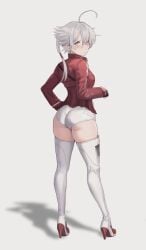 1girls alisaie_leveilleur ass blush bowtie clothing dat_ass elezen elf elf_ears elf_female elf_girl female female_focus final_fantasy final_fantasy_xiv green_eyes high_heels jamjam looking_at_viewer pale-skinned_female plump_ass red_skirt solo_female square_enix teenage_girl teenager thick_ass thick_thighs thigh_boots tight_clothing tight_fit tight_pants white_background white_hair