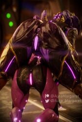 2girls 3d 3d_(artwork) 3d_artwork 3d_model all_fours anus ass auramargaret bent_over cum cum_on_ass glowing glowing_genitalia glowing_pussy presenting pussy saryn_(warframe) warframe wisp_(warframe)