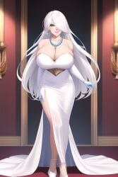 ai_generated big_breasts cleavage dress earrings elbow_gloves ezras heels high_heels huge_breasts jade_(milf)_(raindle) jade_(raindle) long_hair milf nai_diffusion necklace raindle_oc stable_diffusion white_hair