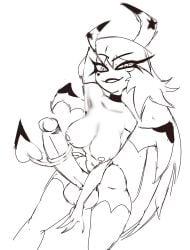 1futa areolae balls big_balls big_breasts breasts demon demon_futa demon_horns demon_tail demon_wings erection eyebrow_through_hair eyelashes futa_only futanari hair helluva_boss horns huge_cock humanoid humanoid_penis long_hair mole monochrome neayix nipples nude penis sketch smile solo standing succubus tail verosika_mayday_(helluva_boss) wings