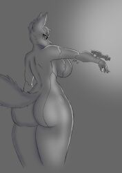 absurd_res ajani115 anthro ass breasts canid canine canis cybernetics cyberpunk female hi_res machine mammal mother parent side_boob solo tail wolf