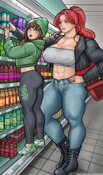 2girls cheekie0 multiple_girls muscular_female size_difference tagme