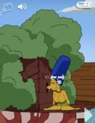 2d blue_hair breasts cleavage curvy diklonius fake_screenshot glory_hole huge_breasts long_hair marge_simpson mature_female milf mother sucking_penis the_simpsons tree