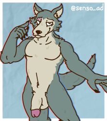 anthro beastars canid canine canis countershading hi_res legoshi_(beastars) male mammal sensopi solo wolf