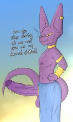 absurd_res anthro balls beerus big_balls big_penis bodily_fluids boner chunknudies digital_media_(artwork) domestic_cat dragon_ball dragon_ball_super ear_piercing erection felid feline felis genitals hairless hairless_cat hi_res huge_cock humanoid_genitalia humanoid_penis looking_at_viewer male male_only mammal nipples open_mouth penis piercing ring_piercing shower simple_background solo sphynx_(cat) standing towel towel_only water wet