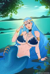 1girls aquarius_(fairy_tail) blue_eyes blue_hair blue_tail fairy_tail fish_girl fish_tail kokobuttz mermaid mermaid_girl mermaid_tail monster_girl