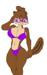 20th_century_fox akatsukishiranui-fox alluring alvin_and_the_chipmunks alvin_and_the_chipmunks_the_squeakquel anthro big_breasts bikini brittany_and_the_chipettes chipmunk edit glasses jeanette_miller legs pin_up posing purple_eyes regency_enterprises silf swimsuit tail traced voluptuous