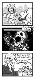 boyfriend_(friday_night_funkin) comic death friday_night_funkin girlfriend_(friday_night_funkin) mob_face monochrome newgrounds phantom_arcade senpai_(friday_night_funkin) skeleton text