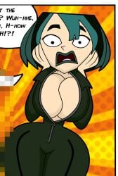 1girls awe big_breasts bodysuit breasts cartoon_network fresh_tv gwen_(tdi) open_mouth penis_awe solo surprised teletoon total_drama_island vanilladream34 wide_hips