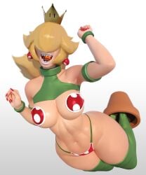 big_ass big_breasts blonde_hair crown earrings female female_only lipstick mario_(series) nail_polish new_super_mario_bros._u_deluxe nintendo pale-skinned_female pale_skin panties pasties piranette piranha_plant popogori sharp_teeth super_crown tagme thick_thighs thighhighs