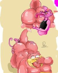 anal anthro debudraws duo generation_1_pokemon hi_res male male/male nintendo oral pink_panther pokémon_(species) pokemon pokemon_(species) rimming sex slowpoke superchub video_games