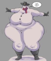 1girls anthrofied aunt_artica_(overlordzeon) bbw bottom_heavy breasts christmas chubby chubby_female coal cute female female_focus giantess hat huge_breasts hyper hyper_breasts hyper_thighs obese obese_female original_character overlordzeon pawg pear_shaped scarf snow snowwoman solo solo_female solo_focus ssbbw thick_thighs voluptuous wide_hips