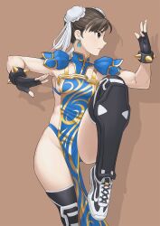 1girls alternate_costume chun-li female official_alternate_costume pelvic_curtain qipao shigenobu side_slit small_breasts solo solo_female street_fighter tagme