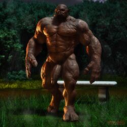 1:1 3d_(artwork) dark-skinned_male dark_skin darkviperbara digital_media_(artwork) facial_piercing fangs genitals glans hi_res humanoid male muscular muscular_male nipples nose_piercing nude orc orc_male penis piercing solo tattoo ugoro vein veiny_muscles