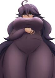 1girls big_breasts blue_eyes blush breasts clothing dress female female_only game_freak goth hair hex_maniac kiteman442 long_hair looking_at_viewer looking_down low-angle_view mature mature_female pokemon pokemon_xy purple_dress purple_hair solo solo_female thighs