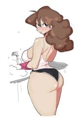 1girls ass big_ass big_breasts black_shorts blush bottomwear breasts brown_hair crayon_shin-chan dolphin_shorts female female_only hair leebongchun lips long_hair mature mature_female mature_woman milf misae_nohara mother short_shorts shorts solo solo_female tank_top thighs topwear white_tank_top white_topwear