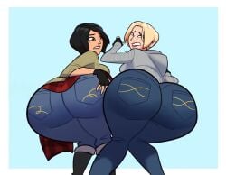 2girls animated ass black_hair blonde_hair blue_eyes brown_eyes dat_ass embarrassed fart fart_fetish farting farting_at_viewer farts female female_only frost_(rainbow_six) hand_on_ass iq_(rainbow_six) jeans lastresort looking_back messing oddtenn rainbow_six rainbow_six_siege scat shart smelly soiling sound stinky tenuousoddity thick_thighs tight_jeans video