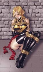 bondage carol_danvers gag gagged marvel marvel_comics ms._marvel ms._marvel_(carol_danvers) reptileye rope_bondage superheroine