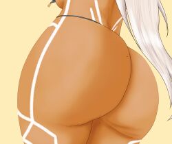 1girls ass ass_focus azur_lane body_markings brown_skin bubble_butt dark-skinned_female dark_skin female hi_res hips huge_ass kilroylw long_hair minneapolis_(azur_lane) mole_on_ass simple_background slim_waist thick_thighs thighs white_hair wide_hips