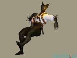 anthro azuki_(fortnite) black_penis feline fortnite gentlecat pointing solo_male tagme yellow_eyes