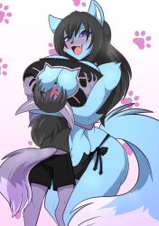 anthro bearhug big_breasts bikini breast_smother breast_squeeze cling desertfoxkatbox fox_boy fox_girl furry hug hugging