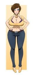 aunt bimbo blush bra_cups_sticking_out breasts cleavage hands_on_hips hi_res high_heels jewelry kobi-tfs large_ass large_breasts long_hair milf navel thick_lips thick_thighs wide_hips