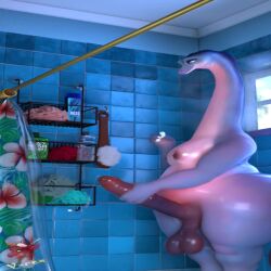 3d 3d_(artwork) 3d_fluid_sim animated anthro ass balls balls_physics bathroom big_butt big_penis blender_(software) bodily_fluids bronto_(velocirection) brontosaurus brush continuous_ejaculation cum digital_media_(artwork) dinosaur diplodocid excessive_cum excessive_genital_fluids fluid_simulation foreskin genital_fluids genitals jiggle_physics jiggling long_neck loofah male male_only male_squirting moobs overstimulation penis penis_physics physics post_orgasm_torture reptile saggy_balls sauropod scalie shampoo_bottle shower_caddy shower_curtain slightly_chubby solo solo_focus sound sound_warning steam thick_thighs throbbing_balls velocirection video window