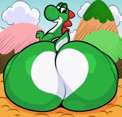 ambiguous_gender ass butt dinosaur ekkokenight fat green_skin green_tail huge_ass huge_butt hyper_ass large_ass large_butt looking_at_ass looking_at_own_ass looking_back male male_only mario_(series) massive_ass massive_butt nintendo rear_view sitting solo solo_male tagme tail yoshi yoshi's_island