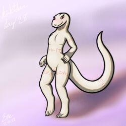 1:1 2022 4_toes 5_fingers absurd_res albino anthro arm_tattoo big_tail blush body_blush cel_shading crusch_lulu cute_fangs dated digital_drawing_(artwork) digital_media_(artwork) digitigrade english_text eyelashes feet female fingers flat_chested front_view genitals hand_on_hip hi_res humanoid_hands kinktober leg_tattoo lizard lizardman_(overlord) long_tail looking_at_viewer neck_tattoo nude orange_tattoo overlord_(maruyama) page_28 pupils purple_background pussy pussy_blush red_eyes reptile scales scalie shaded shadow signature simple_background slit_pupils smile smiling_at_viewer snout solo spe standing tail_tattoo tapering_tail tattoo text thick_tail thick_thighs thigh_tattoo toes tribal tribal_tattoo white_body white_pussy white_scales wide_hips