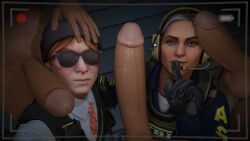 2girls 3boys 3d agent_ava camera counter-strike:_global_offensive counter-strike_(series) getaway_sally huge_cock light-skinned_male looking_at_viewer penis_on_face plop_20 pov smirk tagme valve