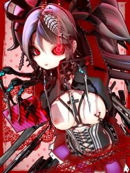 calne_ca cyborg deino_(artist) gift maeda_koutarou mandibles nipple_piercing nipples red_eyes topless