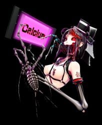 calne_ca cyborg deino_(artist) maeda_koutarou mandibles nipple_piercing nipples red_eyes topless