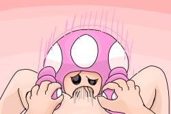 black_eyes dominant dominant_male duo female first_person_view hair hair_grab human humanoid male mammal mario_(series) nintendo open_mouth oral oral_penetration penetration pink_body pulling_hair pulling_pigtails size_difference smaller_female toadette tomythj touching_hair twintails