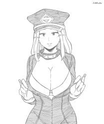 black_and_white bra camie_utsushimi cleavage line_art my_hero_academia rakkusu shiketsu_high_school_cap