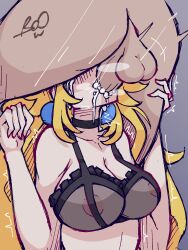 backsack blush_lines booxhy cum deep_throat deepthroat face_fucking facefuck lingerie mario_(series) movement_lines nintendo princess_peach tears yellow_hair