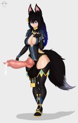 1futa aloisa animal_ears animal_genitalia animal_genitalia_on_humanoid animal_penis balls big_penis black_hair blue_eyes bottomless breasts canine_penis_on_humanoid cleavage clothed clothing commission cum cum_drip dickgirl dog_penis erection fox_ears fox_girl fox_tail futa_only futanari glasc heels huge_balls huge_cock huge_penis humanoid kemonomimi knot large_penis light-skinned_futanari light_skin long_hair long_penis mostly_clothed original original_characters penis solo solo_futa standing testicles thick_thighs thighhighs thighs wide_hips