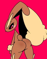 ambiguous_gender ass blush ekkokenight fur furry furry_only looking_back lopunny nintendo pokémon_(species) pokemon pokemon_(species) rear_view semi-anthro solo tagme tail