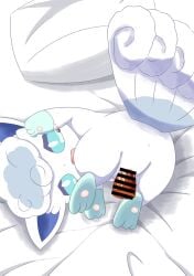 alolan_form alolan_vulpix anus bed bent_over blue_eyes blue_paws blush bodily_fluids censor_bar censored cub cum cum_in_pussy cum_inside cum_on_penis disembodied_penis duo ejaculating_cum ejaculation female female_focus first_person_view frown fur furniture generation_1_pokemon genital_fluids genitals harusupu hi_res human ineffective_censorship interspecies looking_at_viewer looking_back male male/female male_pov mammal nintendo on_bed open_frown open_mouth penetration penile penile_penetration penis penis_in_pussy pillow pokémon_(species) pokemon pokemon_(species) pokephilia pussy questionable_consent rear_view regional_form_(pokemon) simple_background size_difference tears vaginal_penetration video_games vulpix white_background white_body white_fur young