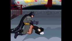 1boy 1girls animated batman batman_(series) bruce_wayne cum cum_inside dc dc_comics doggy_style doggy_style_position female from_behind gif m.u.g.e.n magician male sex sprite straight zatanna zatanna_zatara