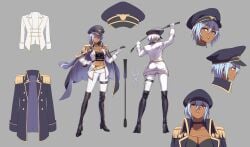 1girls 2d boots dark-skinned_female dominatrix female female_only femdom hat riding_boots riding_crop short_hair solo solo_female yīránkòngxián