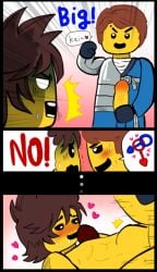 boy gay jay_(ninjago) kai_(ninjago) lego lego_anatomy male male/male male_only ninjago rise_of_the_snakes_(ninjago) shimotsuki_kitsune toony yaoi yellow_penis yellow_skin