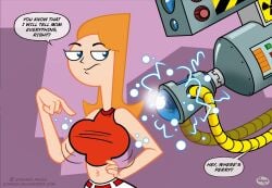 breast_expansion candace_flynn device female ilpanza long_neck orange_hair phineas_and_ferb pointing_at_breasts speech_bubble toony