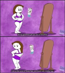 bra brown_hair curvy curvy_female curvy_figure let_me_explain_studios lingerie mirror panties posing posing_in_mirror purple_bra purple_panties rebecca_parham rebecca_parham_(artist) tagme text youtube youtuber