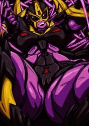 alien alien_girl alien_humanoid between_legs black_panties blackarachnia boobs breasts cameltoe female female_only medium_breasts panties purple_body red_eyes ren_sexy_corner robot robot_girl robot_humanoid thick_thighs tits transformers transformers_animated