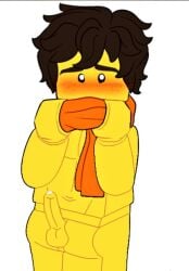 boy jay_(ninjago) lego lego_anatomy male_only naked ninjago orange_scarf scarf tagme the_lego_ninjago_movie yellow_penis yellow_skin