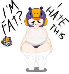 :< bea_(brawl_stars) big_ass big_breasts brawl_stars fat fat_ass sad shirt shortstack socks