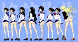 2010 2010s 8girls ai angry artist_request asian asian_female ass ass bangs black_hair blonde_hair dark_eyes female female_only frown fuura hair_clip hair_clips hairclip itoshiki japanese japanese_female kaere kafuka kaga kimura light-skinned_female light_skin long_hair looking_at_viewer looking_back manami matoi no_panties no_underwear ookusa open_mouth open_mouth pale-skinned_female pale_skin ponytail repost rin sayonara_zetsubou_sensei school_uniform schoolgirl schoolgirl_uniform seifuku serafuku short_hair simple_background skirt smile student students tagme tsunetsuki underskirt uniform unknown_artist