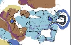 blonde_hair blonde_hair_male blue_eyes blue_hair blue_skin closed_eyes cookie_run cookie_run_kingdom gay gay_anal gay_domination gay_male gay_sex heterochromia male_only pure_vanilla_cookie shadow_milk_cookie soul_play soulplay