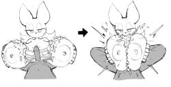 anthro bat bored cum_covered cum_on_breasts engulfing_paizuri ferretidk large_breasts large_nipples lidded_eyes monochrome paizuri penis_between_breasts rouge_the_bat sega sloppy_seconds sonic_(series) sonic_the_hedgehog_(series)